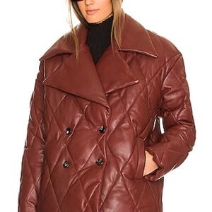 LPA Amara Leather Puffer in Oxblood Size Small Excellent Preowned Condition